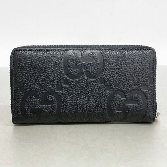 Gucci Long Wallet Jumbo GG 739484 Leather Black Silver Hardware Women's - Picture 7 of 7